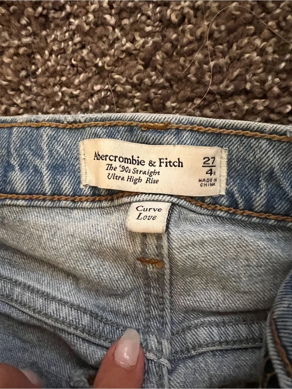 Abercrombie & Fitch Light Blue Distressed Straight Leg Jeans